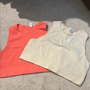 Women's Crop Tops - Coral and Cream